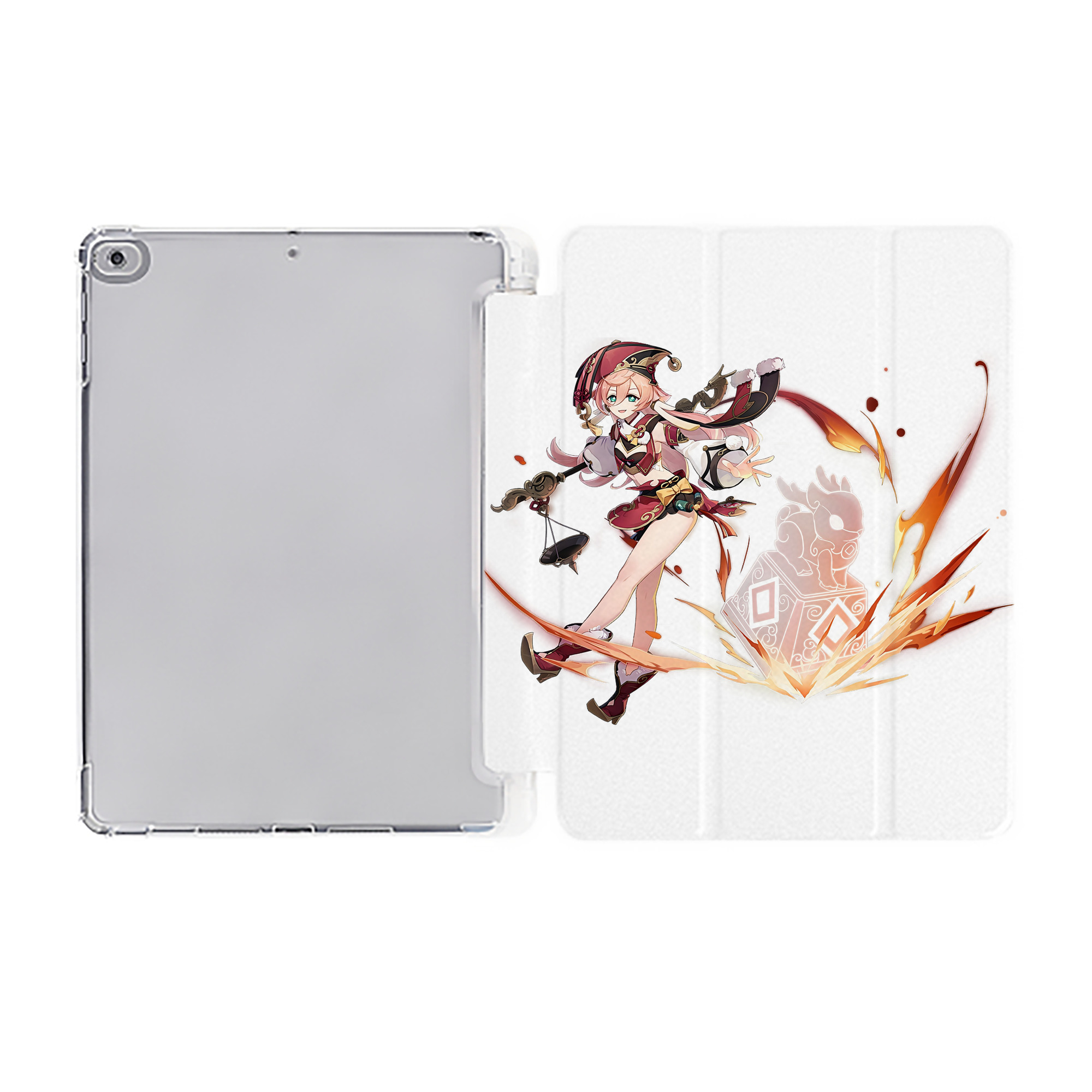 げんし神 ヤンフェイ genshin Yanfei IPad ケース ペン収納付き 三つ折りスタンド PUレザー×シリコン 対応機種9.5/10.5/10.9インチ